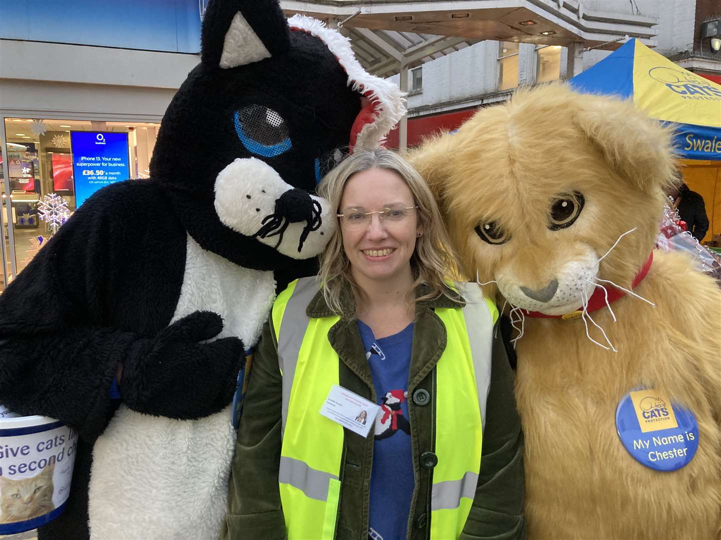 Organiser Danielle Hoynes and two friends from Cats Protection Swale at the Sittingbourne Christmas lights switch-on