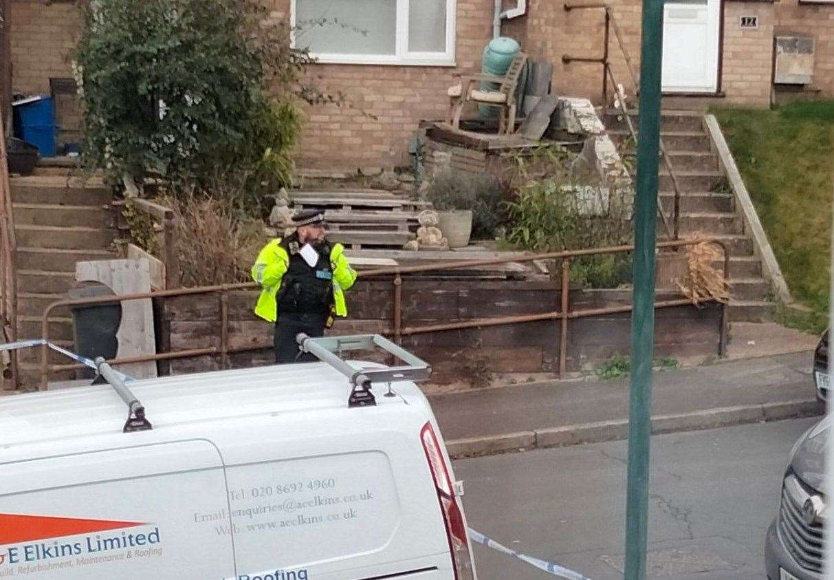 An officer in Kingfisher Drive, Walderslade