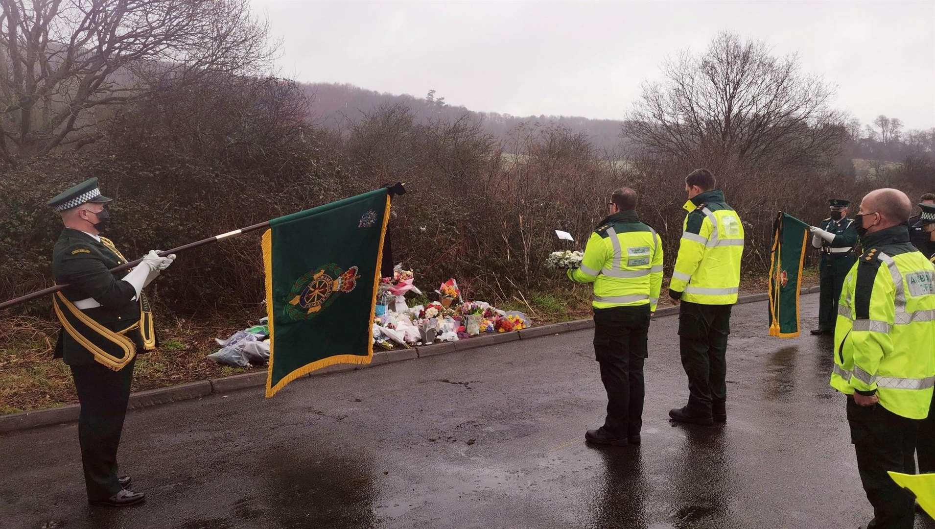 A small service attended by emergency crews in memory of Alice Clark. Picture: South East Coast Ambulance Service