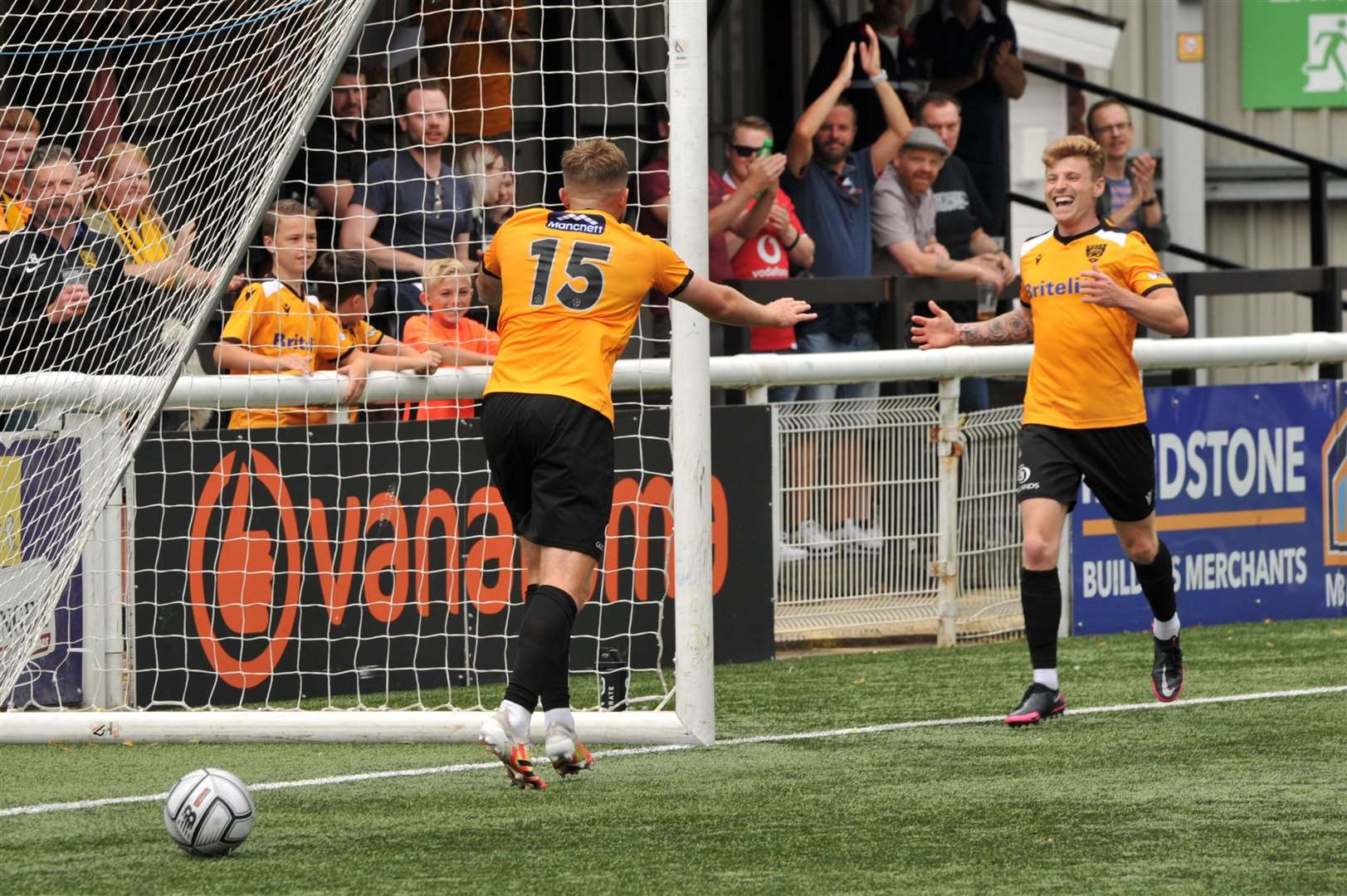 Maidstone striker Jack Barham, right, was injured in the pre-season friendly against Charlton Picture: Steve Terrell