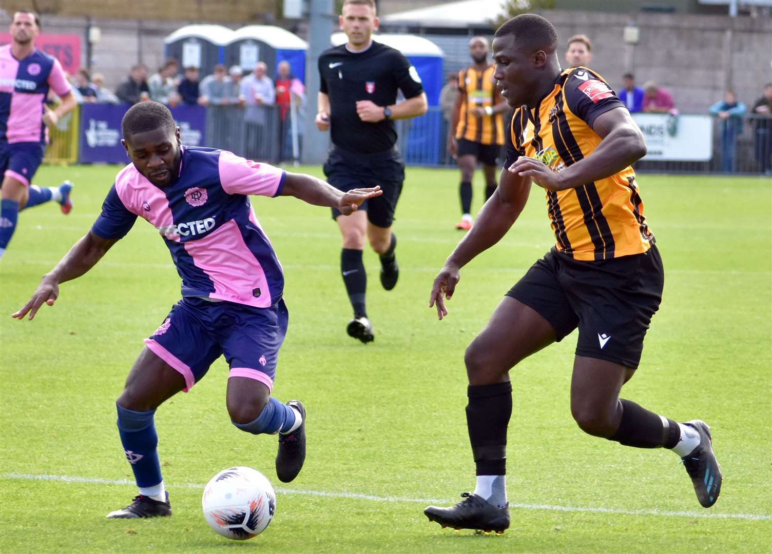 Invicta matchwinner Ade Yusuff, right, in action. Picture: Randolph File