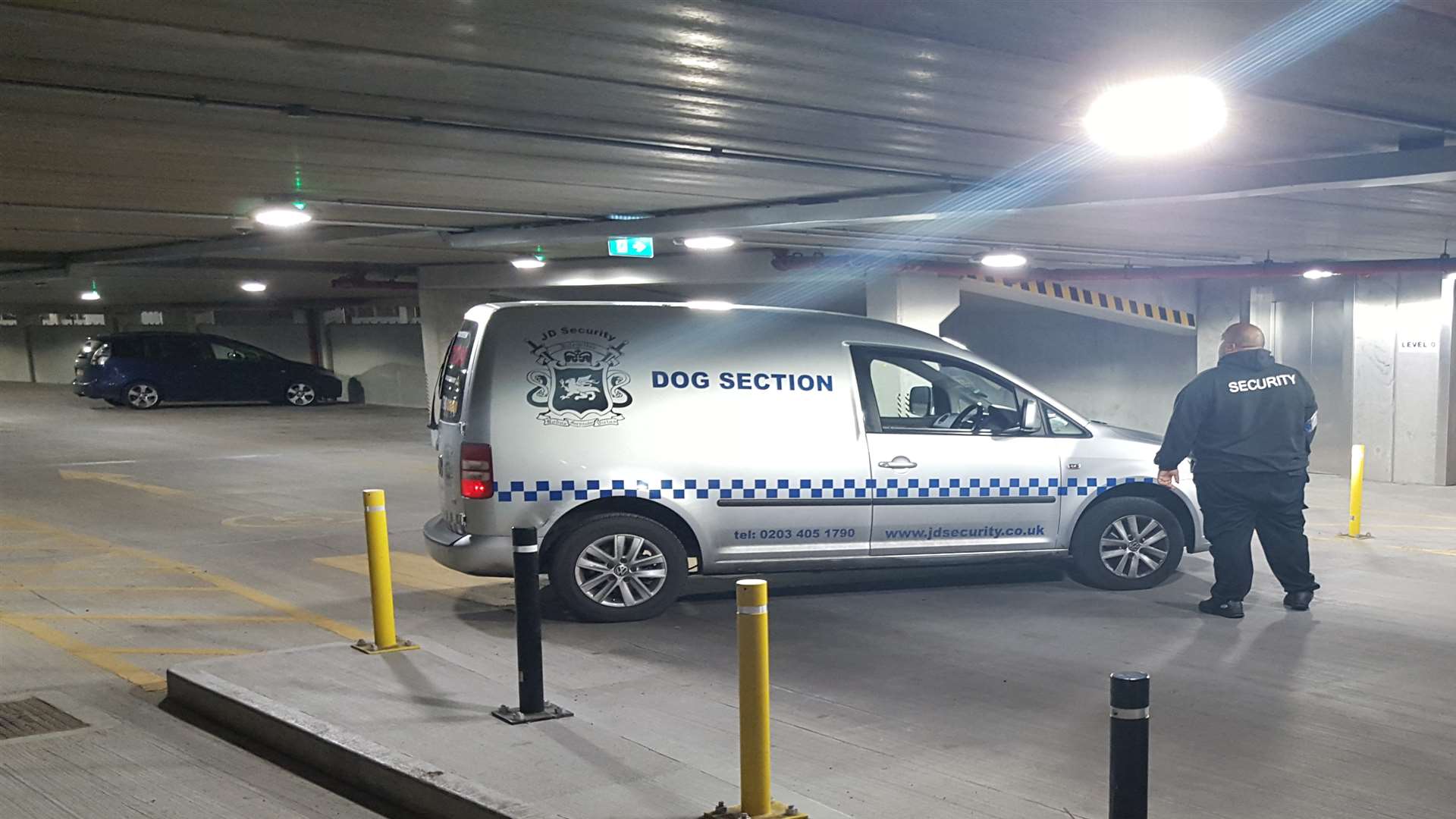 Security in the Rochester Riverside car park on Monday