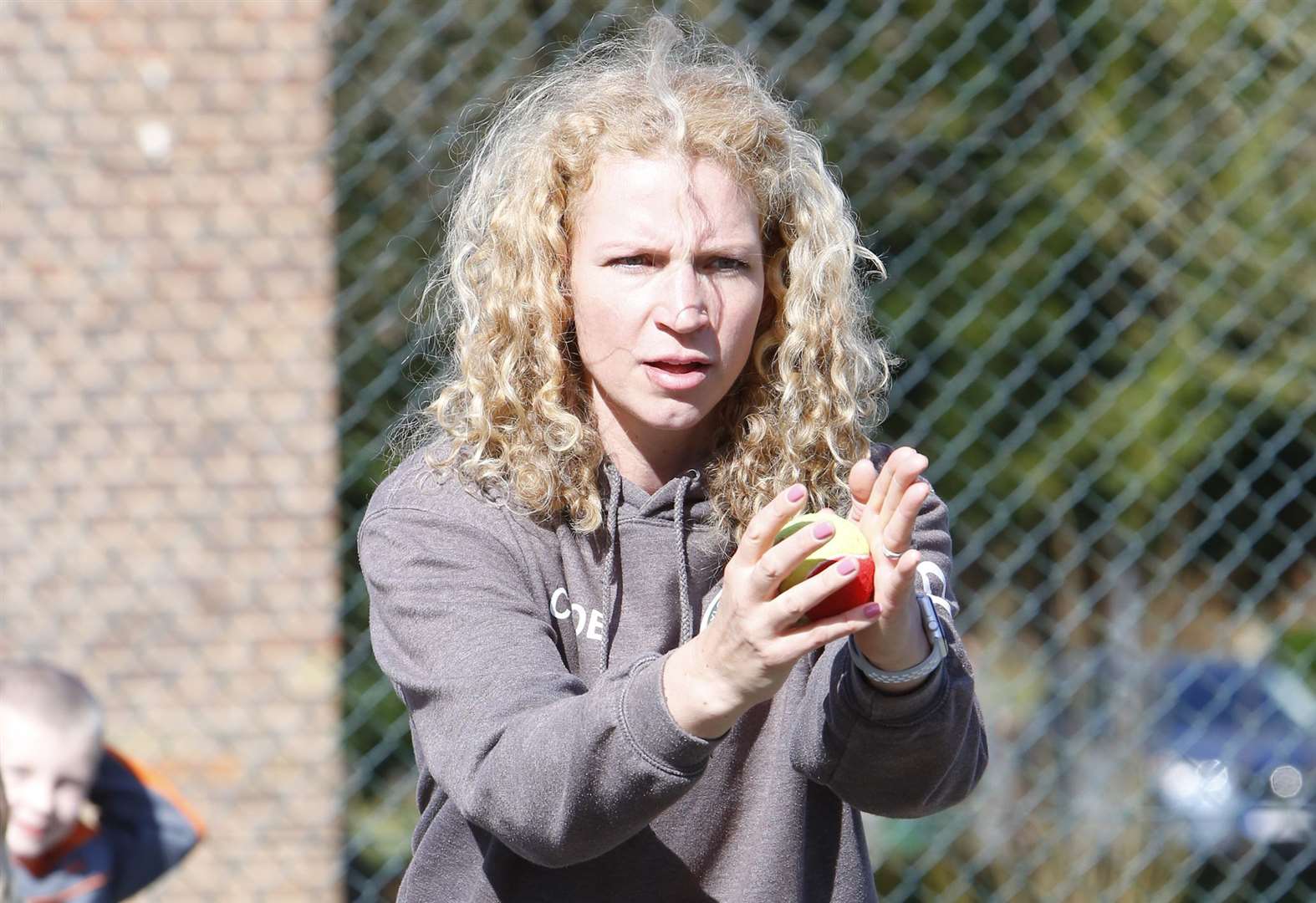 Chloe Ayling pictured coaching at the Kings Hill Community Tennis Club. She was brought in to help the school pupils learn the sport Picture: Andy Jones