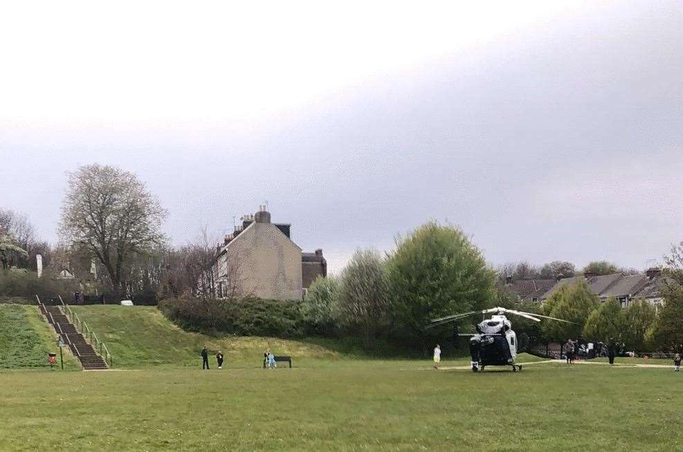 An air ambulance was spotted by the incident at Gardiner Street, Gillingham