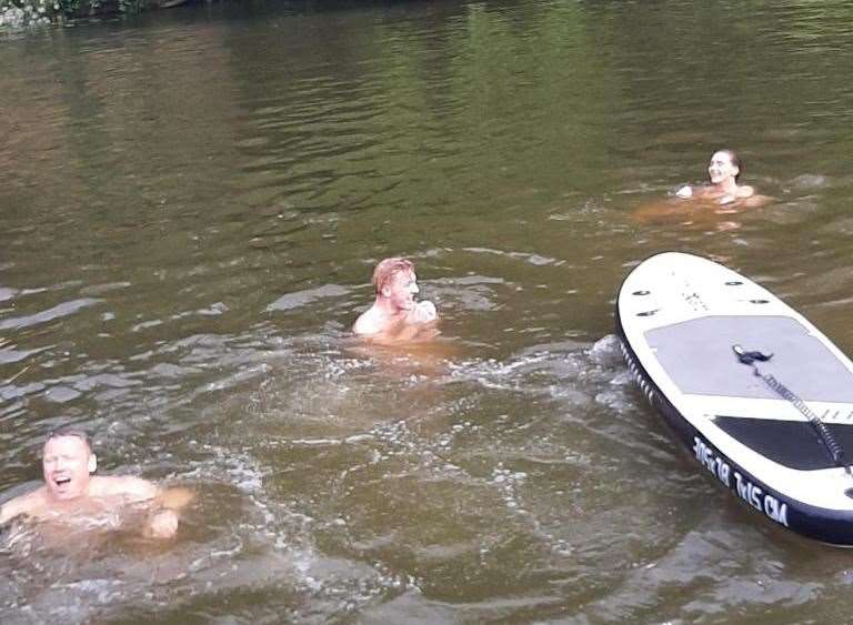 Members of Paul’s family in the River Medway. Picture: Paul Gill