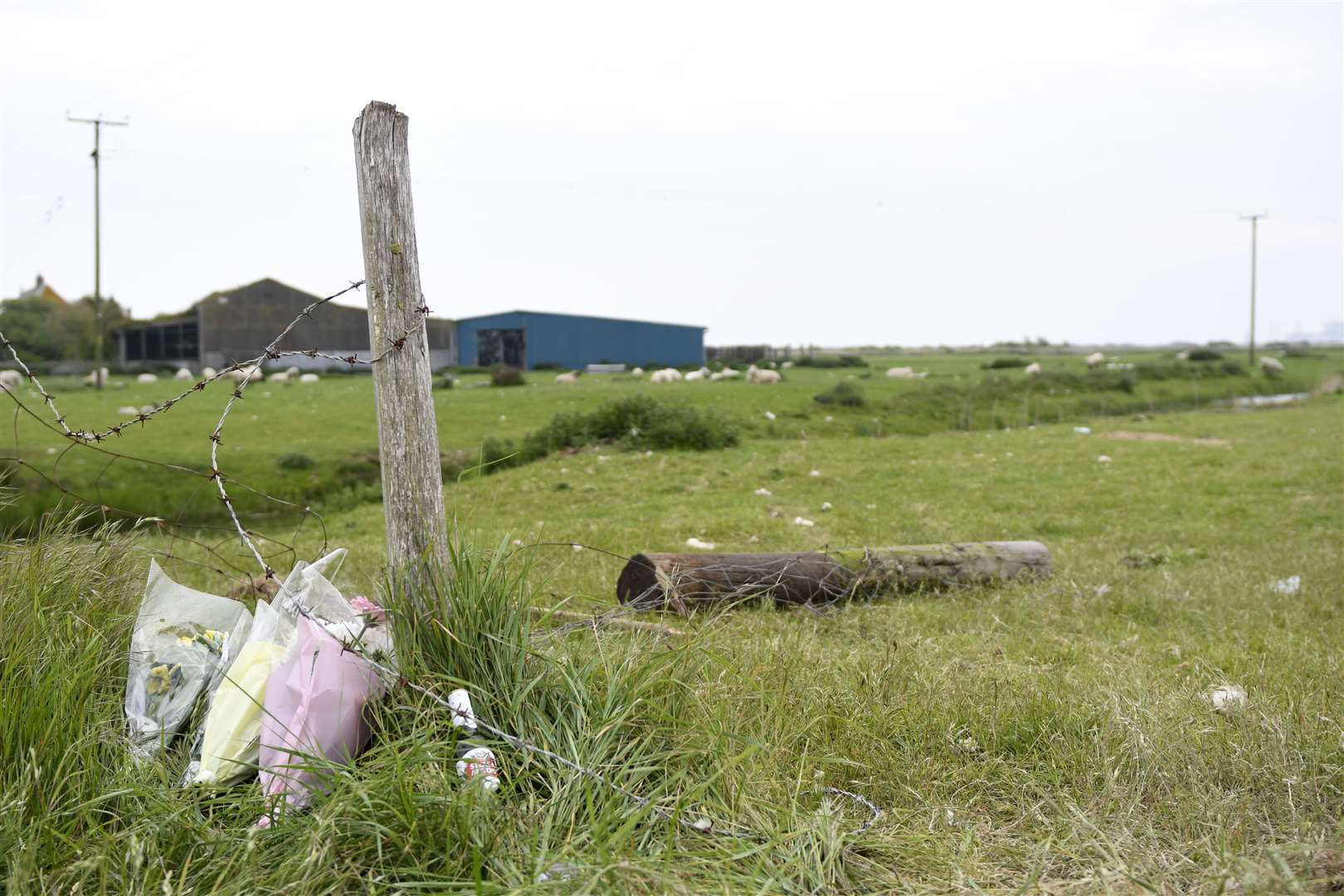 Flowers left at the scene at the time of the incident