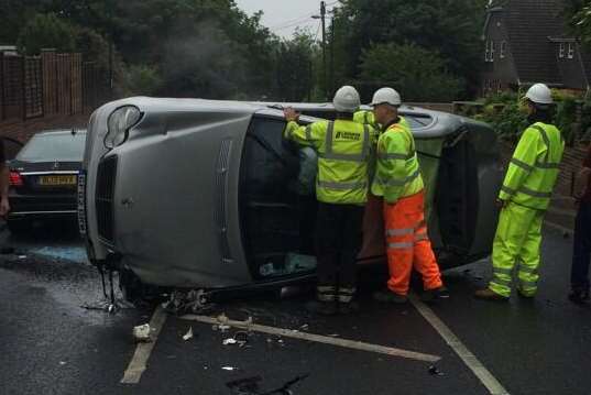 Firefighters used specialist cutting equipment to free the woman. Library picture: @Garethcook7