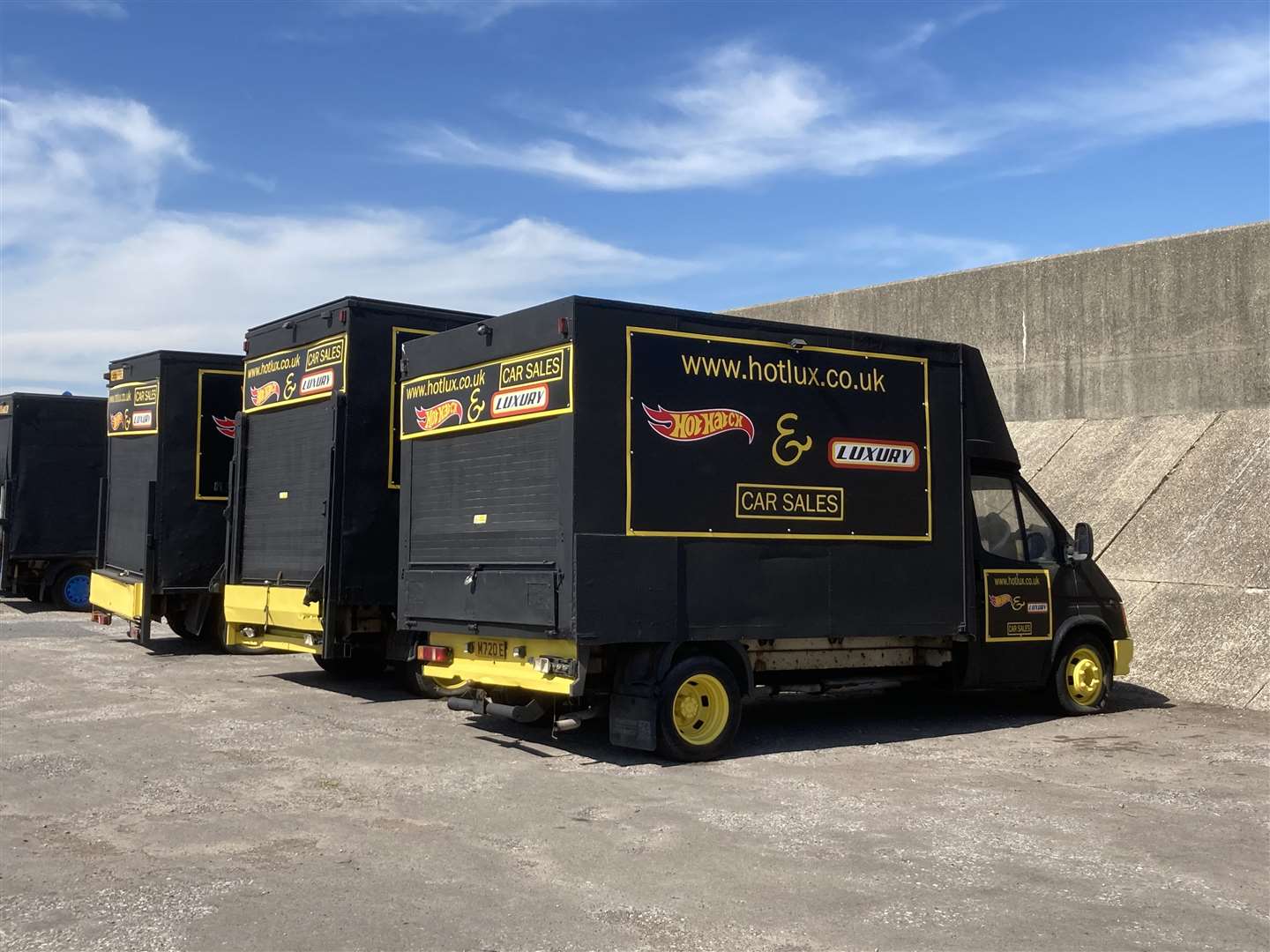 Vans painted black, parked in Swale council's car park opposite the Ship on Shore pub in Marine Parade, Sheerness. Picture: John Nurden