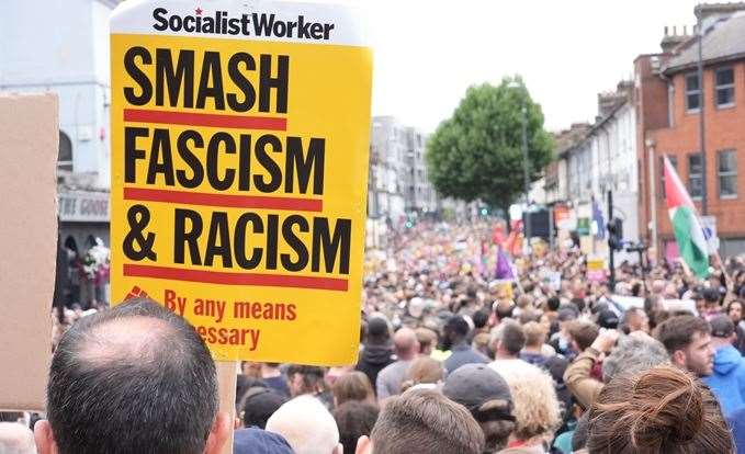 Protesters in Walthamstow, London, on Wednesday. Photo: PA