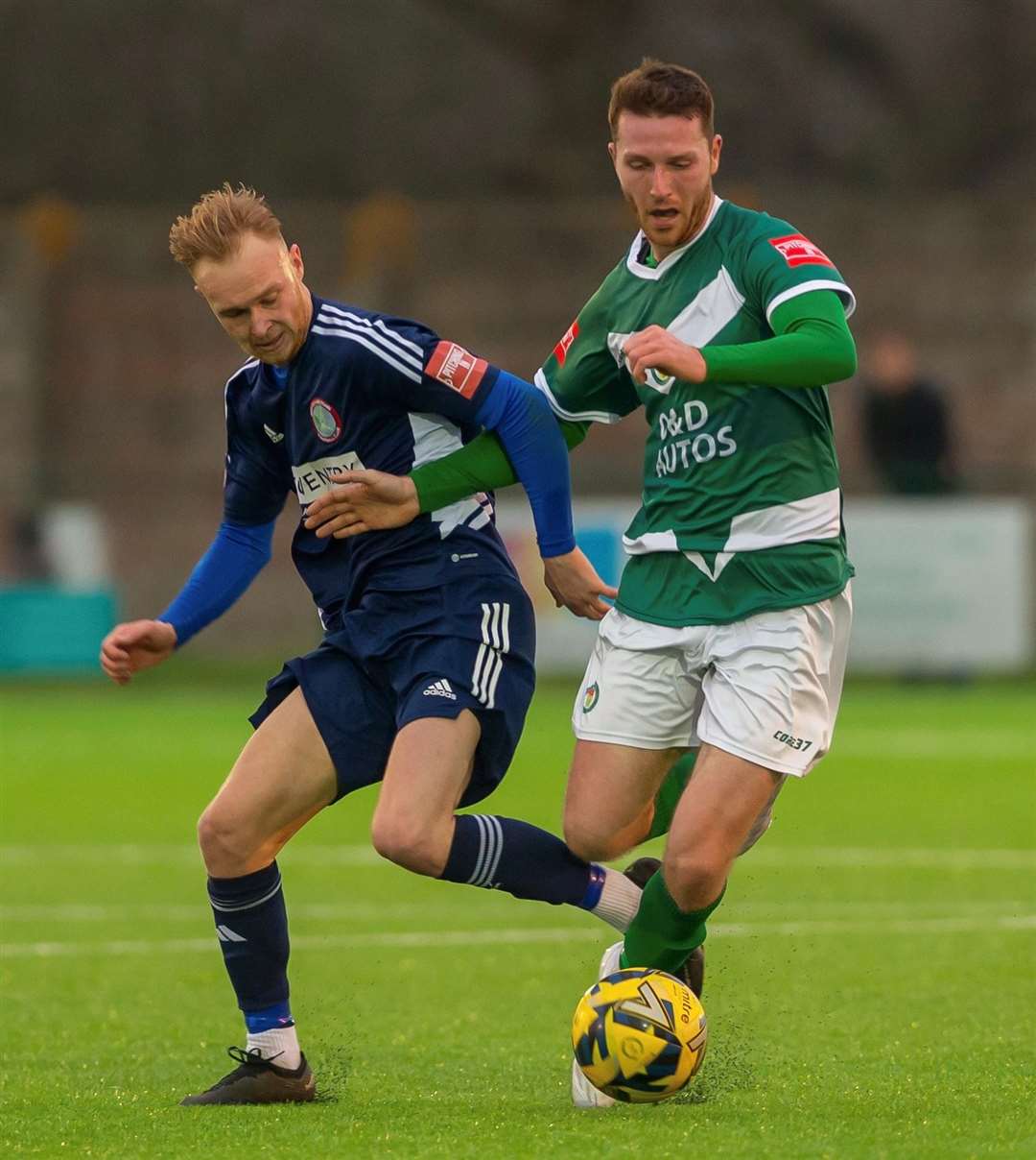 Harvey Brand drives Ashford on in midfield. Picture: Ian Scammell