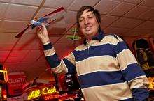 Leysdown parish councillor Joe Brown has hung 100 model aeroplanes in the Coincastle arcade, Leysdown, to celebrate the aviation centenary