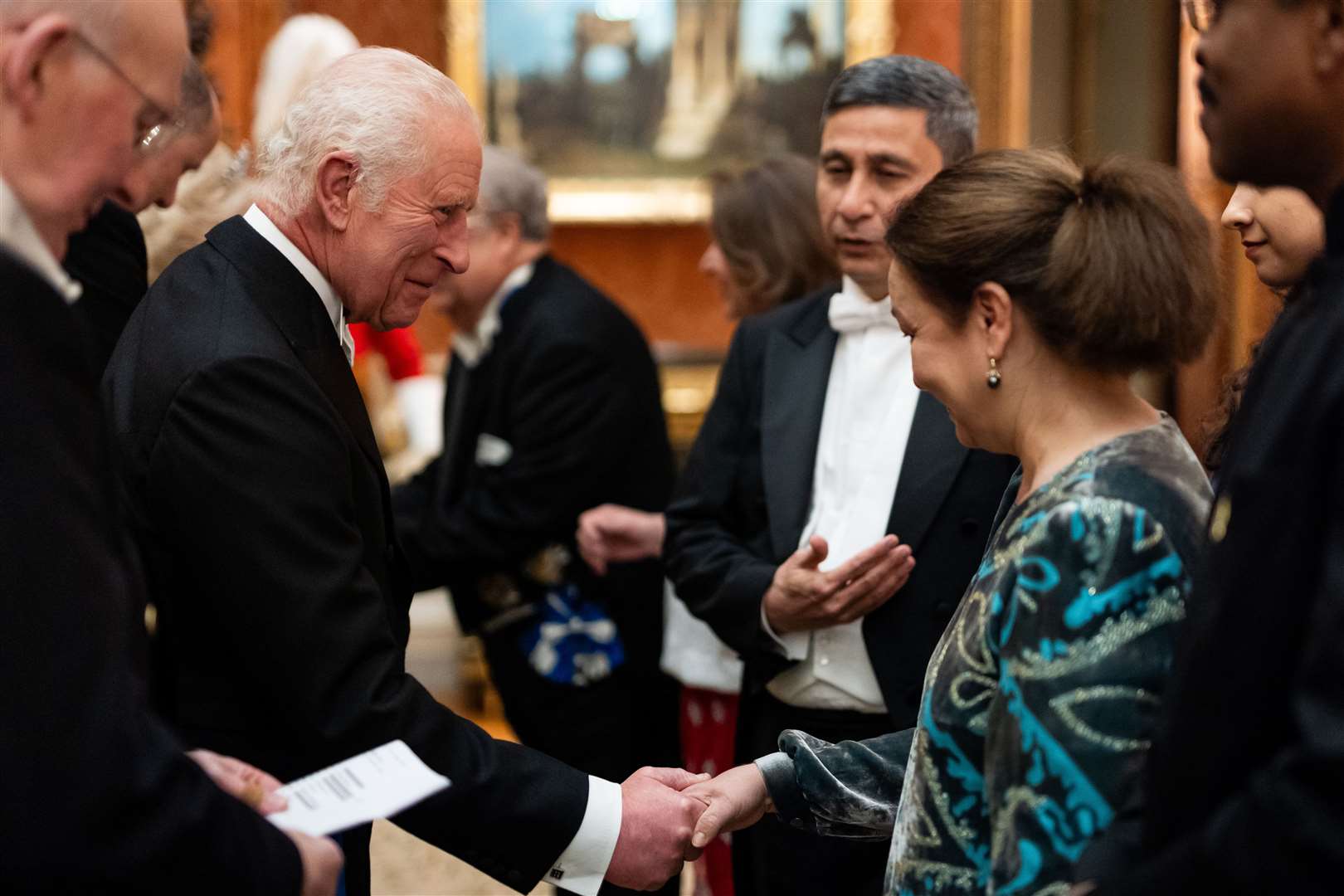 The King greets his guests (Aaron Chown/PA)