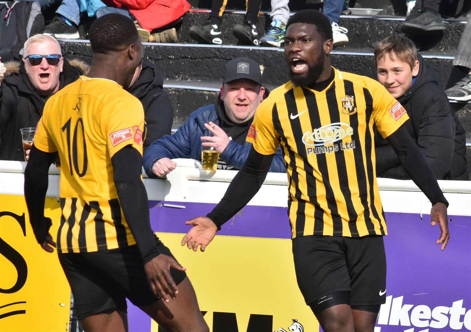 David Smith and Ade Yusuff both scored for Folkestone in their Kent Senior Cup semi-final win at Hythe. Picture: Randolph File