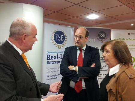 Daniel Moylan, deputy chairman of Transport for London (left) with Rochester &amp; Strood MP, Mark Reckless (centre) and Medway councillor, Jane Chitty