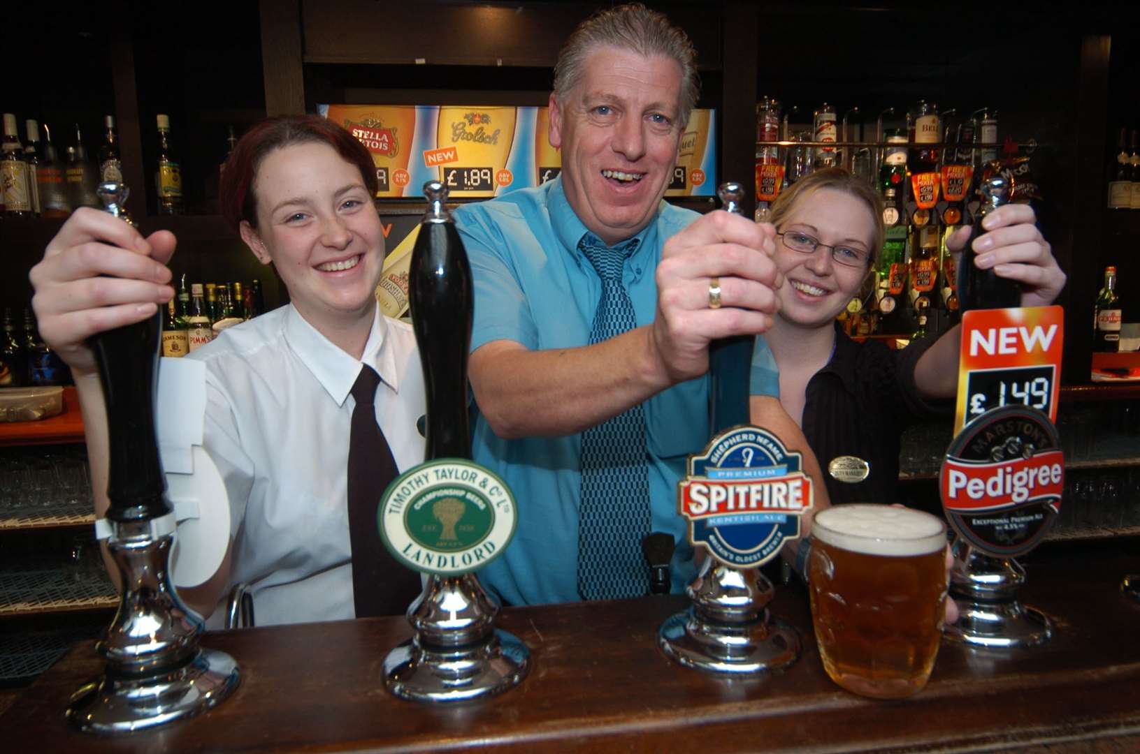 In 2004, licensee Steve Pullman with Sam Bryant and Sarah Almond at the Mechanical Elephant