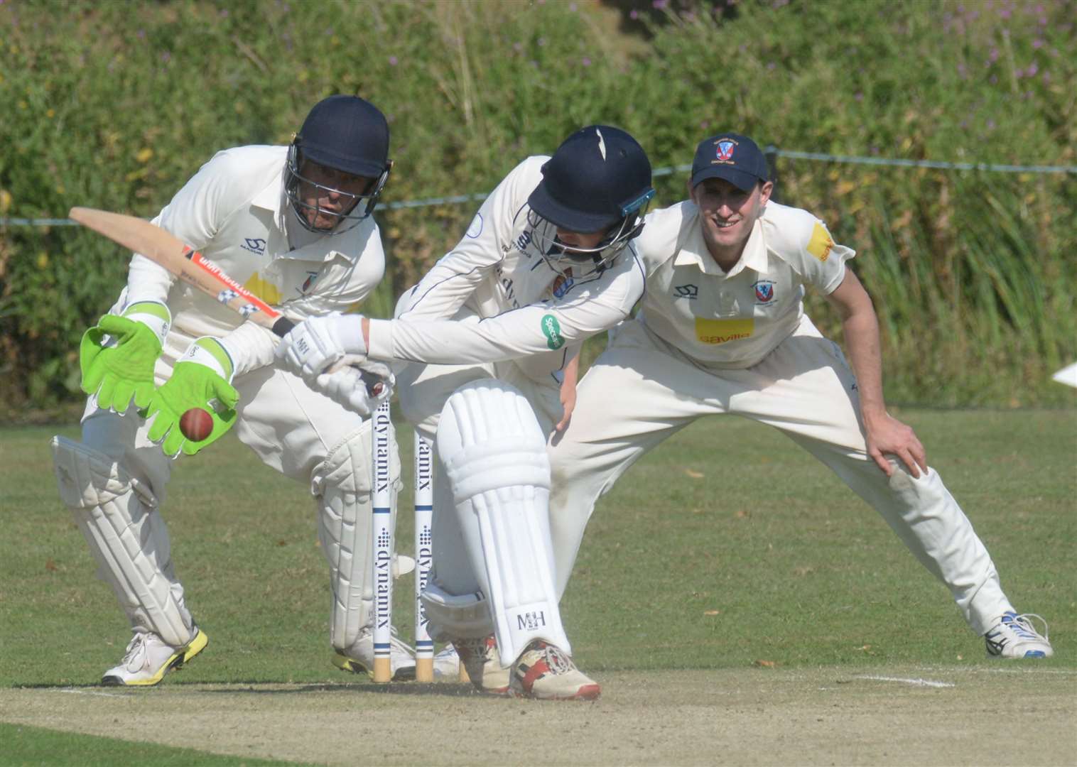 Sandwich batsman Finley Beaman on strike against Tunbridge Wells. Picture: Chris Davey