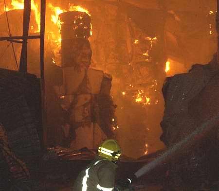 Scene at the height of the fire. Picture: BARRY CRAYFORD