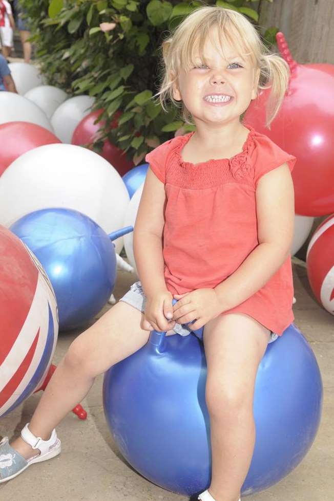 Susanna Wilkins, three, on her space hopper