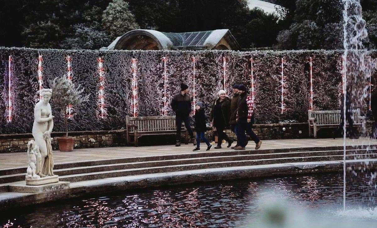 Visitors can follow the outdoor festive trail, admire the twinkling lights and listen to Christmas music. Picture: Hever Castle and Gardens