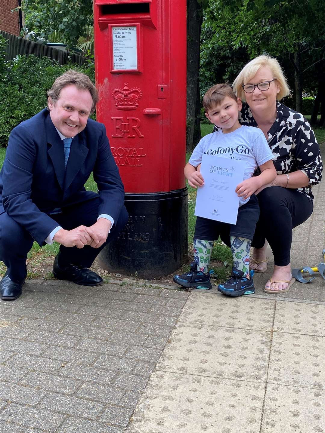 MP Ton Tugendhat with Tony and his mum Paula