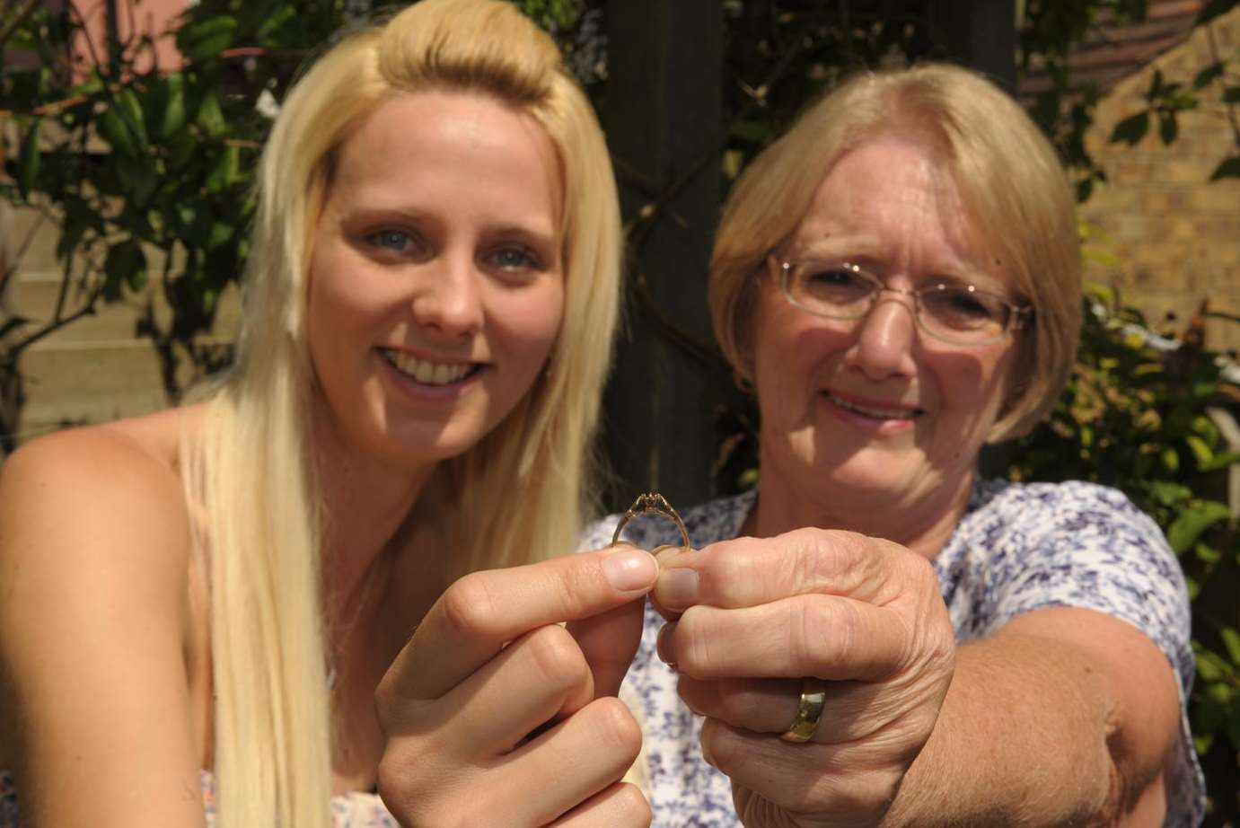 Toni Crouch, who found the ring, with Jackie Cook