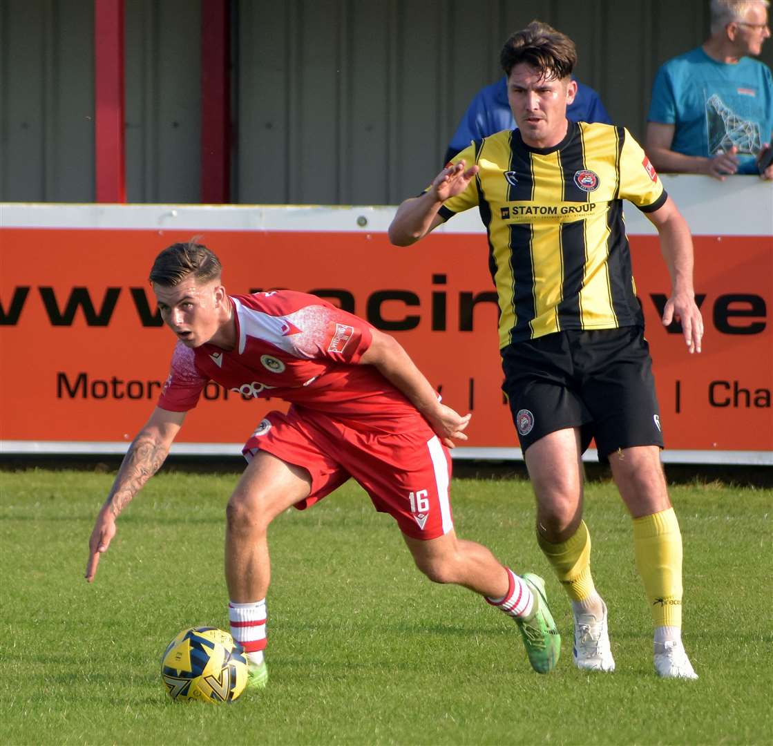 Hythe substitute Riley Court in action against Erith Town. Picture: Randolph File