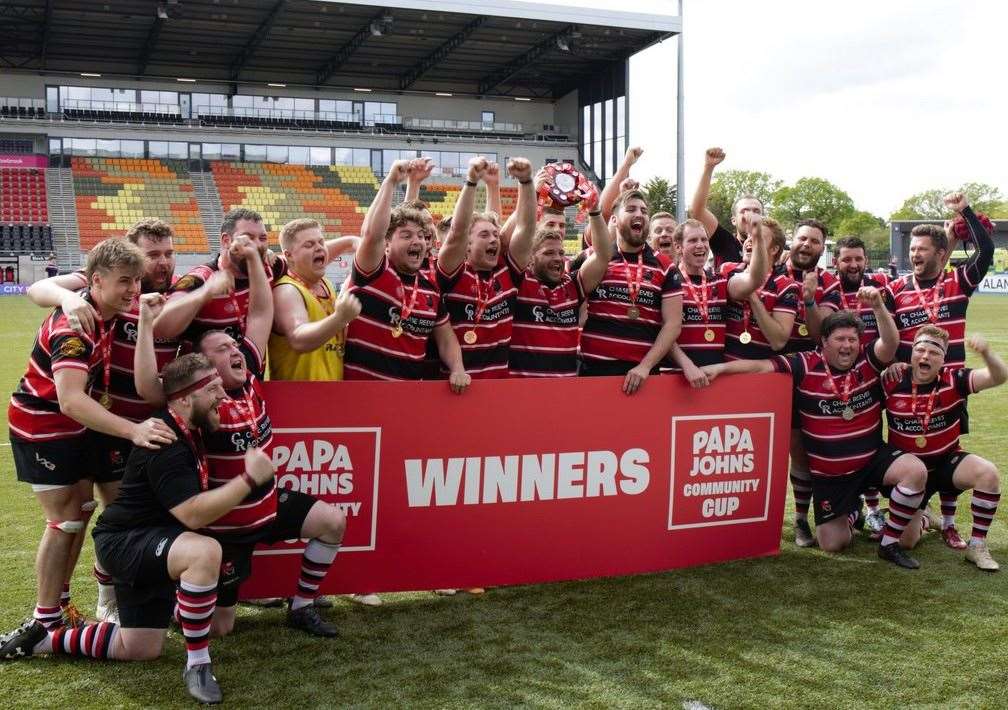 Vigo celebrate being crowned Papa Johns Counties 2 South Shield champions