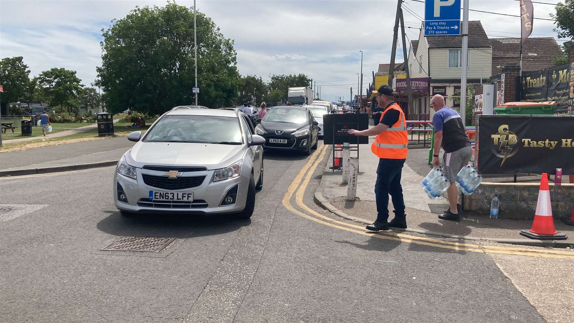 People are arriving at the Leysdown emergency water collection point