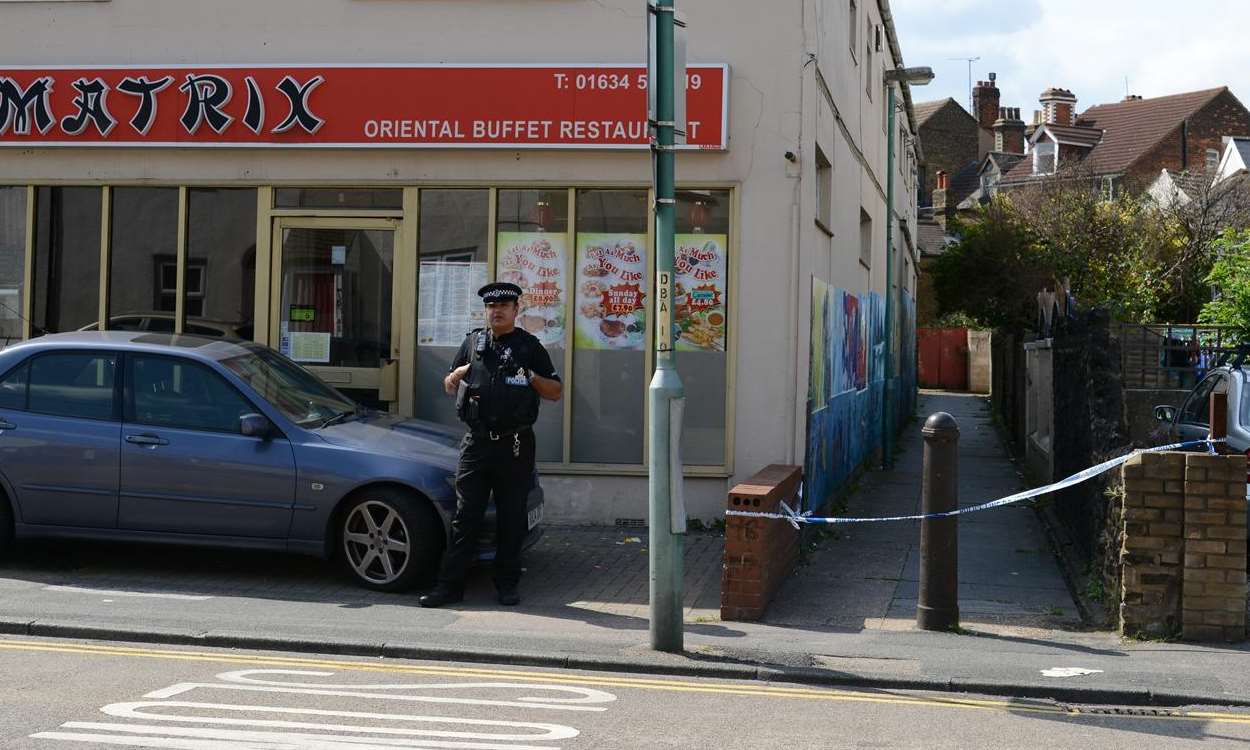 The police sealed off an alleyway off on Duncan Road in Gillingham