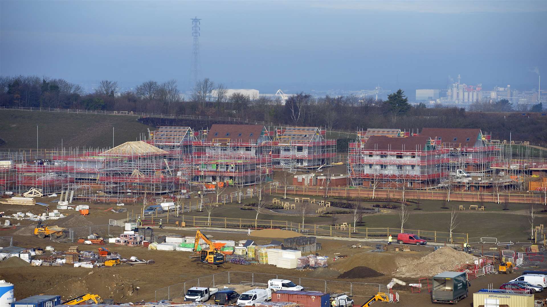 Houses under construction at Eastern Quarry in Ebbsfleet Garden City