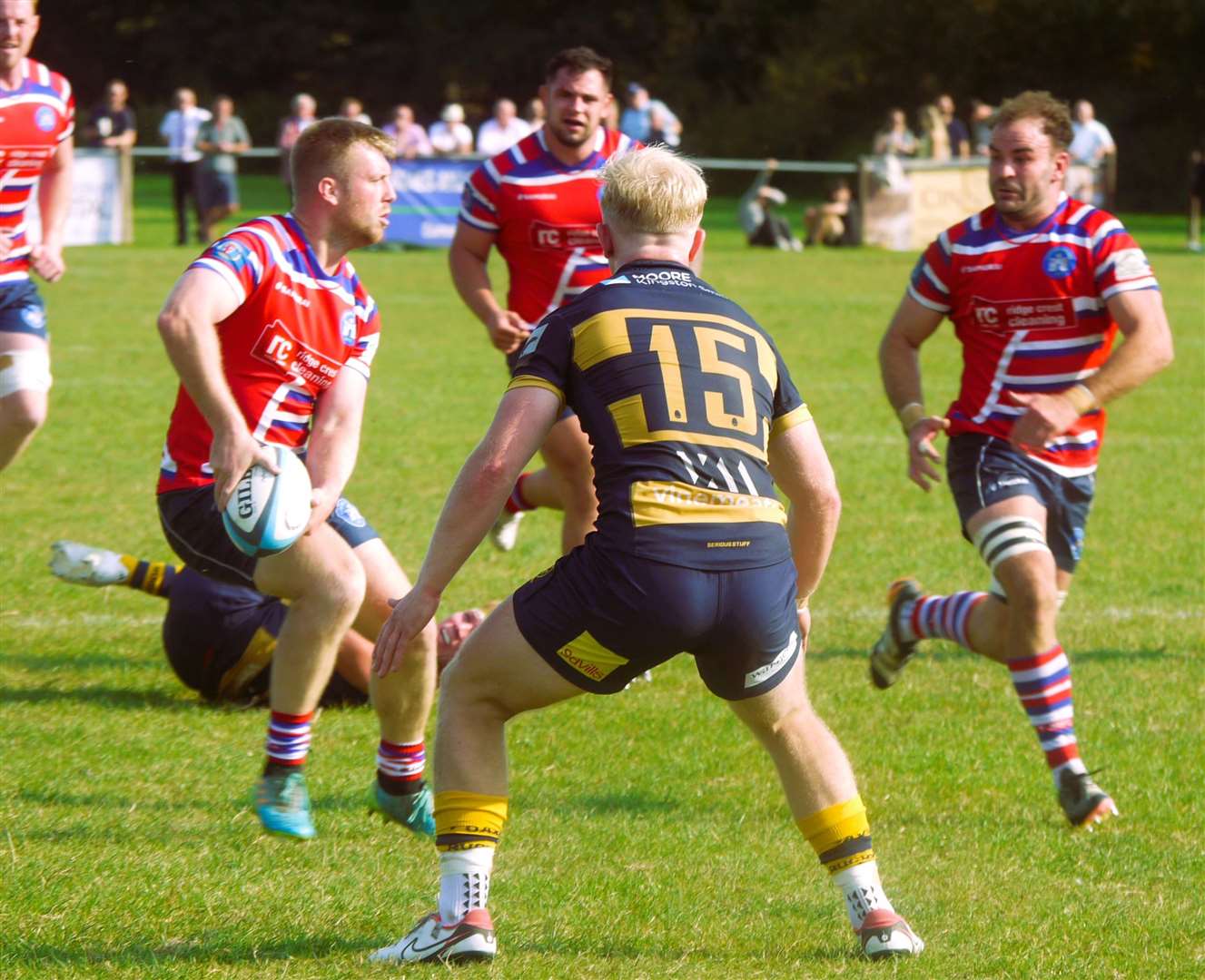 Judds' Harrison Sims puts Tommy Nicoll through against Sevenoaks. Picture: Adam Hookway