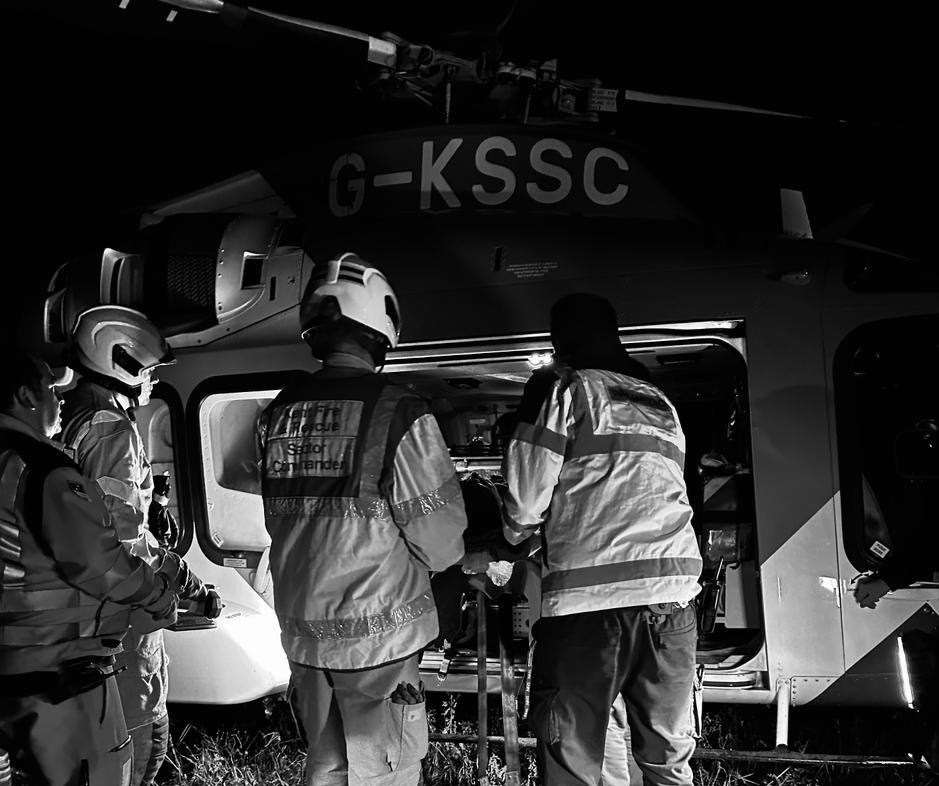 A man was airlifted to a London hospital following a three-vehicle crash in Cockering Road, Chartham. Picture: Kent Police