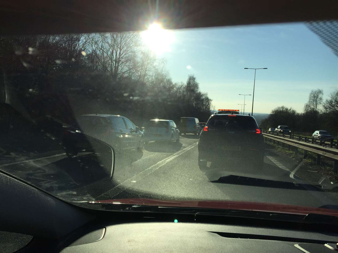 Traffic is building by Brenley Corner. Picture: Brad Harper