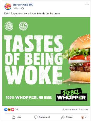 One of the adverts used to promote the Rebel Whopper (Burger King/ASA/PA)