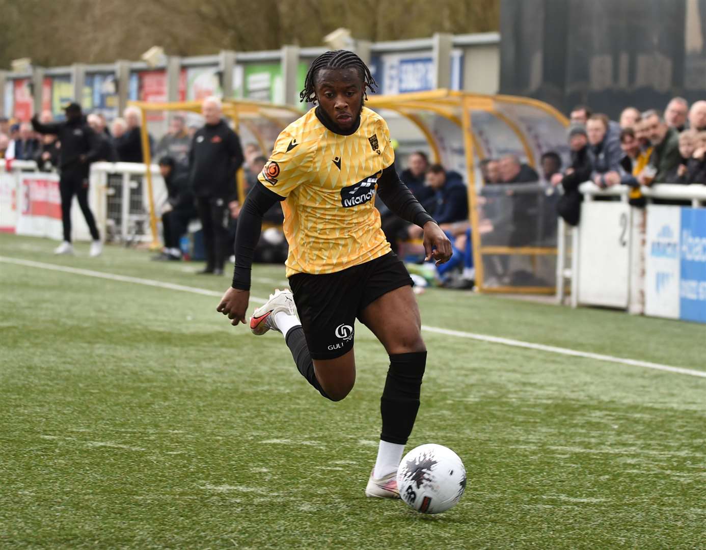 Jephte Tanga in full flow against St Albans. Picture: Steve Terrell