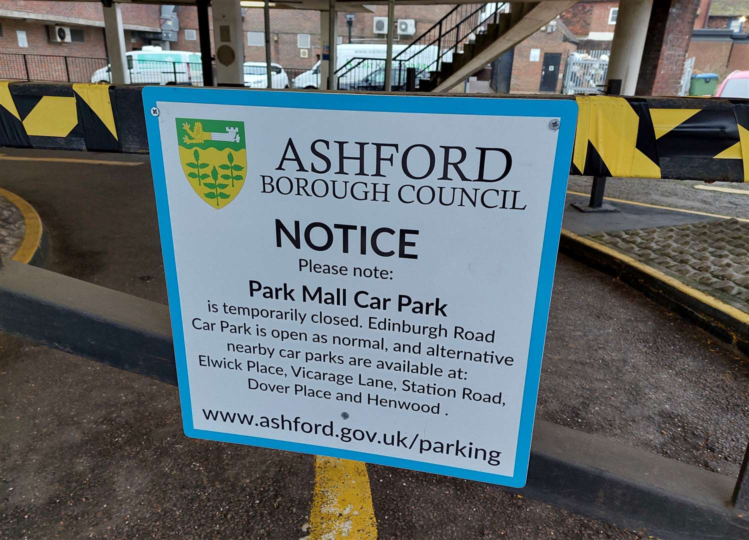 A sign at the main car park entrance