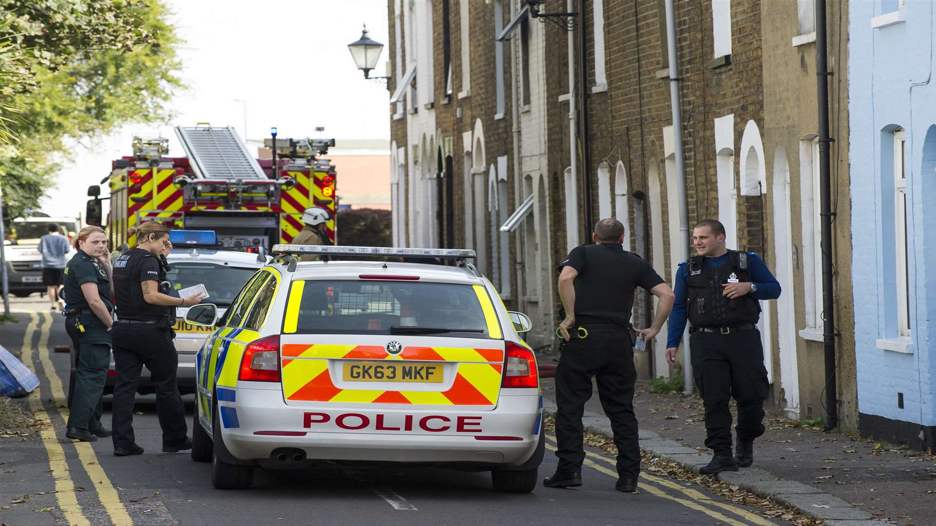 Police attending the fire in Beach Street, Sheerness