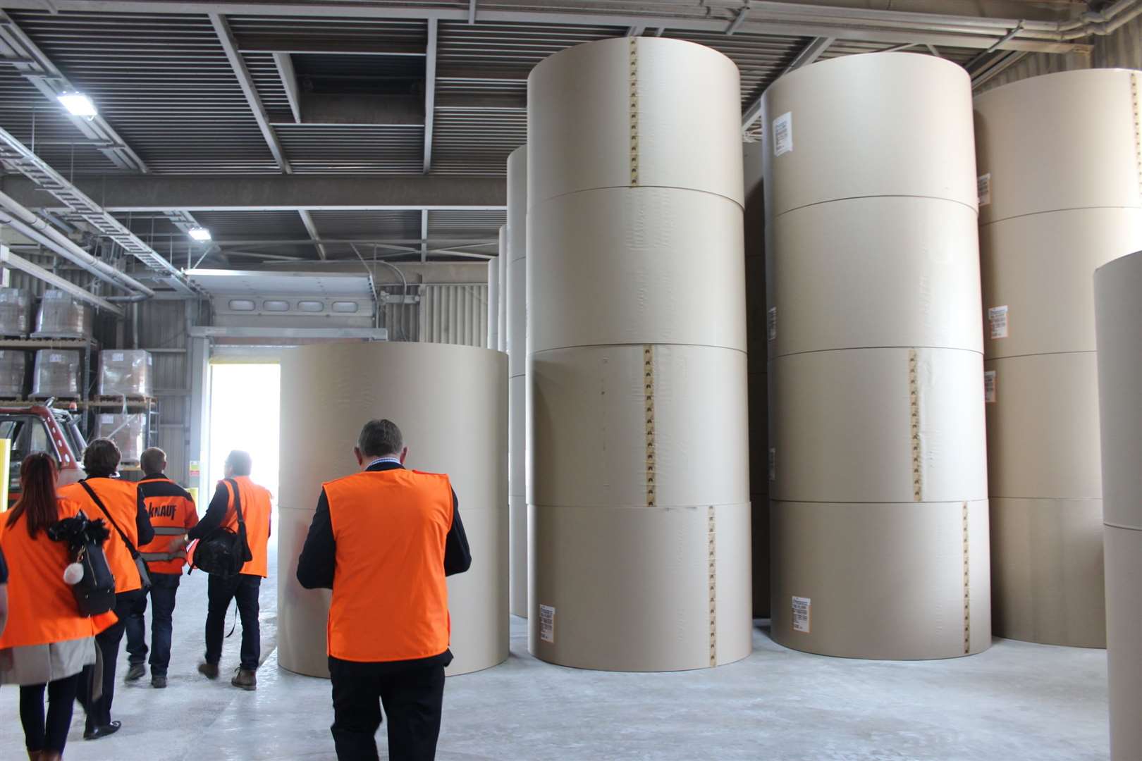 Giant rolls of paper inside the Kemsley Paper Mill - the largest paper mill in the UK