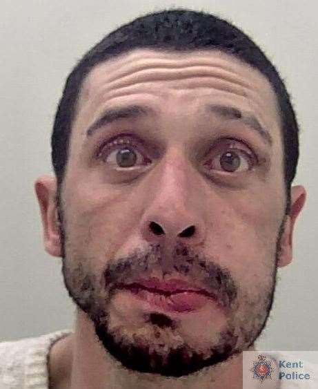 Tony Mezzone, of no fixed address, has been jailed after slashed a member of the public's neck with a knife and threw urine at police and paramedics in Chatham. Picture: Kent Police