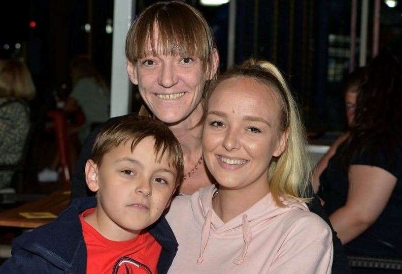 Lewis Dauncey-Jones with his mum Cara and sister Charlotte