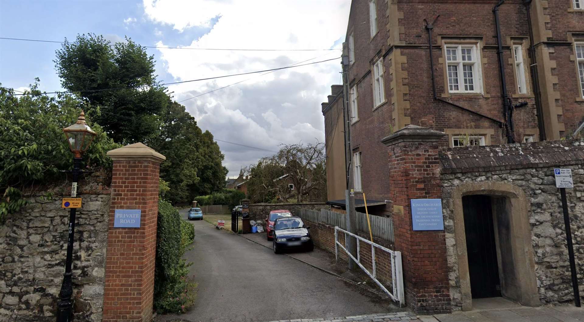 Part of a historic city wall in Rochester collapsed onto a car in King's Orchard. Picture: Google Maps