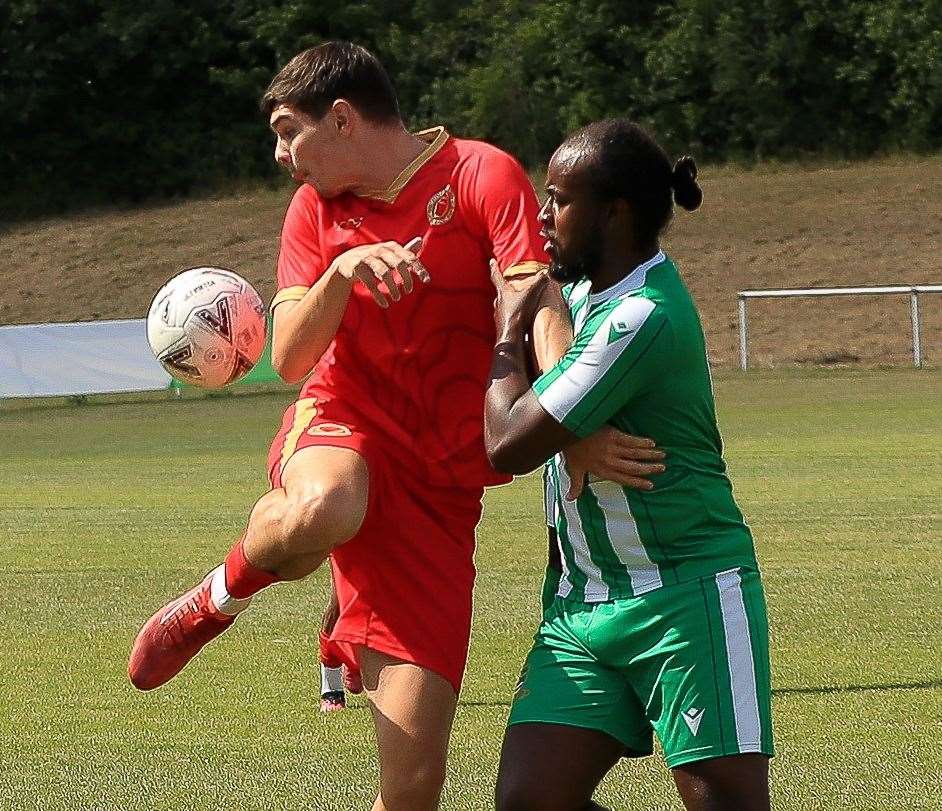 Whitstable’s Harvey Smith controls the ball. Picture: Les Biggs