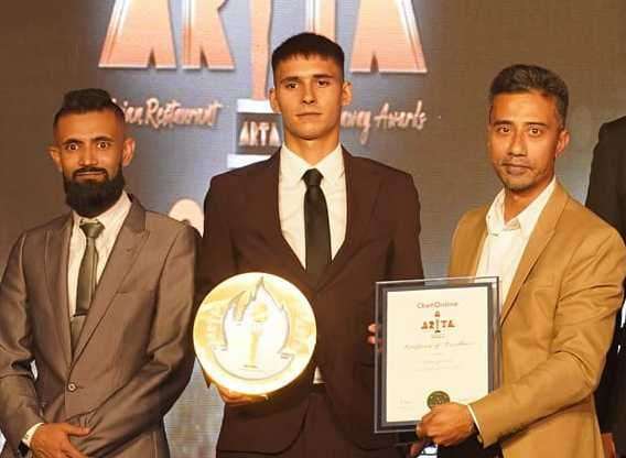 The Dining Room staff at the ARTA awards. From left to right Nasir Chowdhury, Khalid Choudhury and manager, Jabir Miah. Picture: ARTA