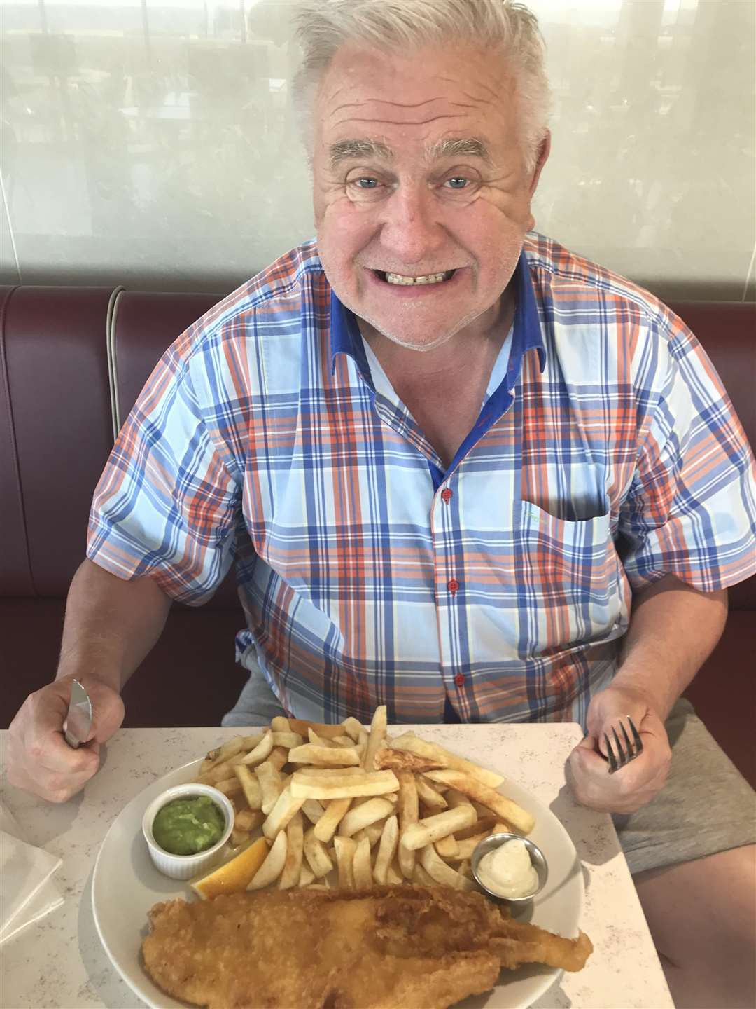 Fergus Wilson - Enjoying a plate of fish and chips