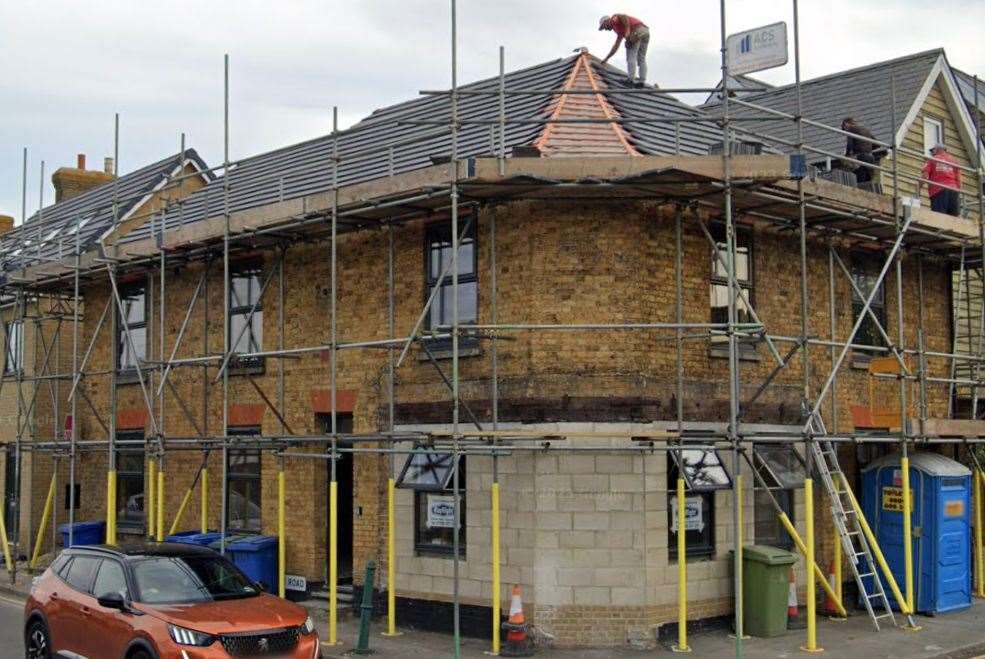 When work was underway on the new flats in Teynham in 2023. Picture: Google Maps