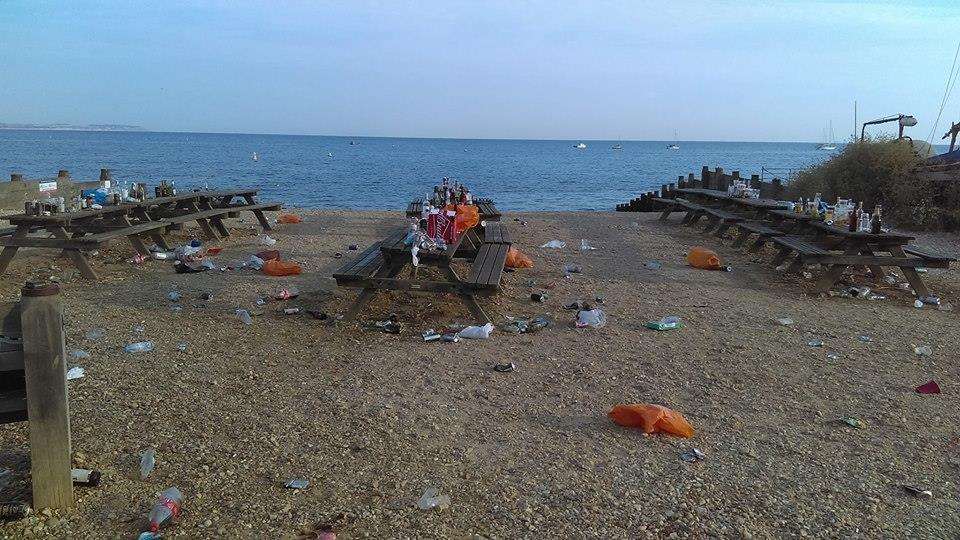 The litter was strewn across the beach on Sunday morning. Picture: Louis Brett (3198185)