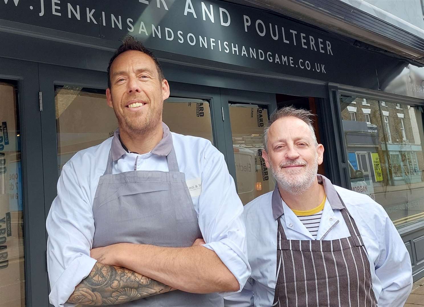 Owner Darren Jenkins and head chef Peter Keyes from Jenkins and Son Fishmonger in Deal outside their new store, the former JC Rooks unit