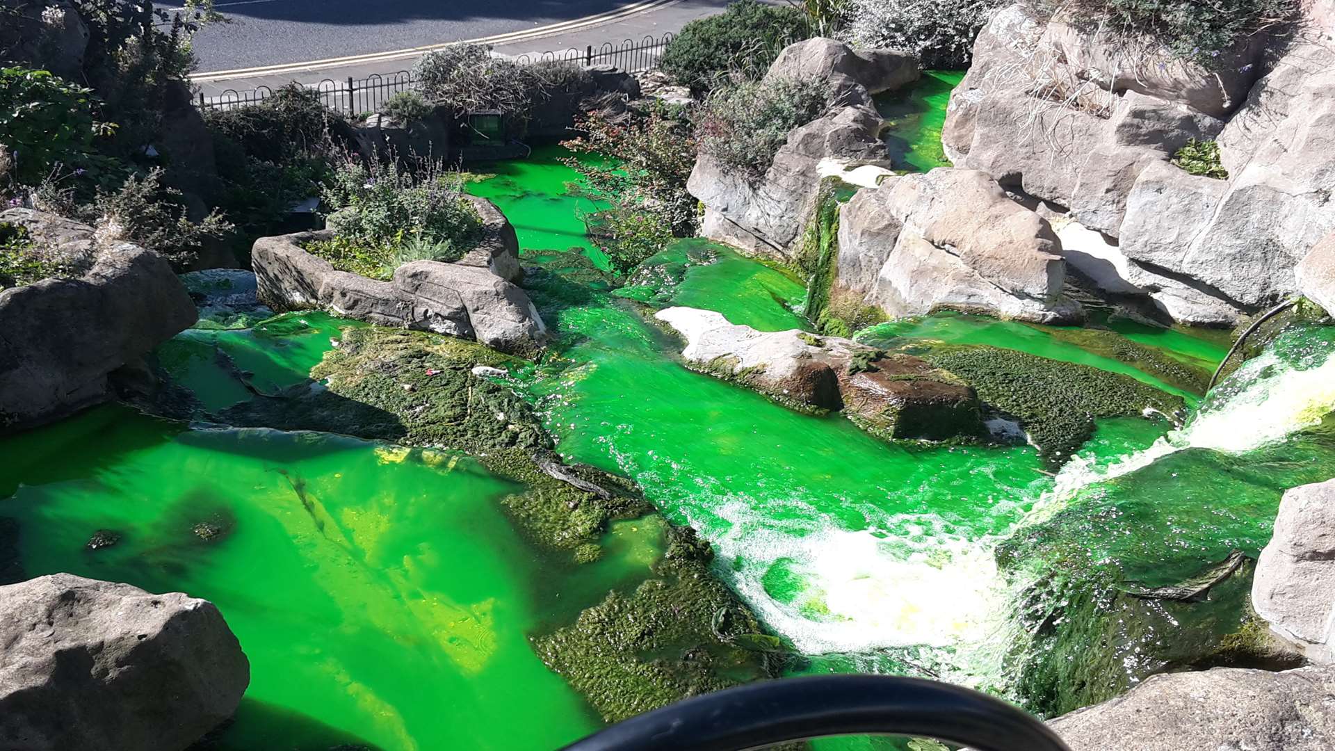 The water feature in Madeira Walk, Ramsgate, has been attacked by vandals again, turning the water green