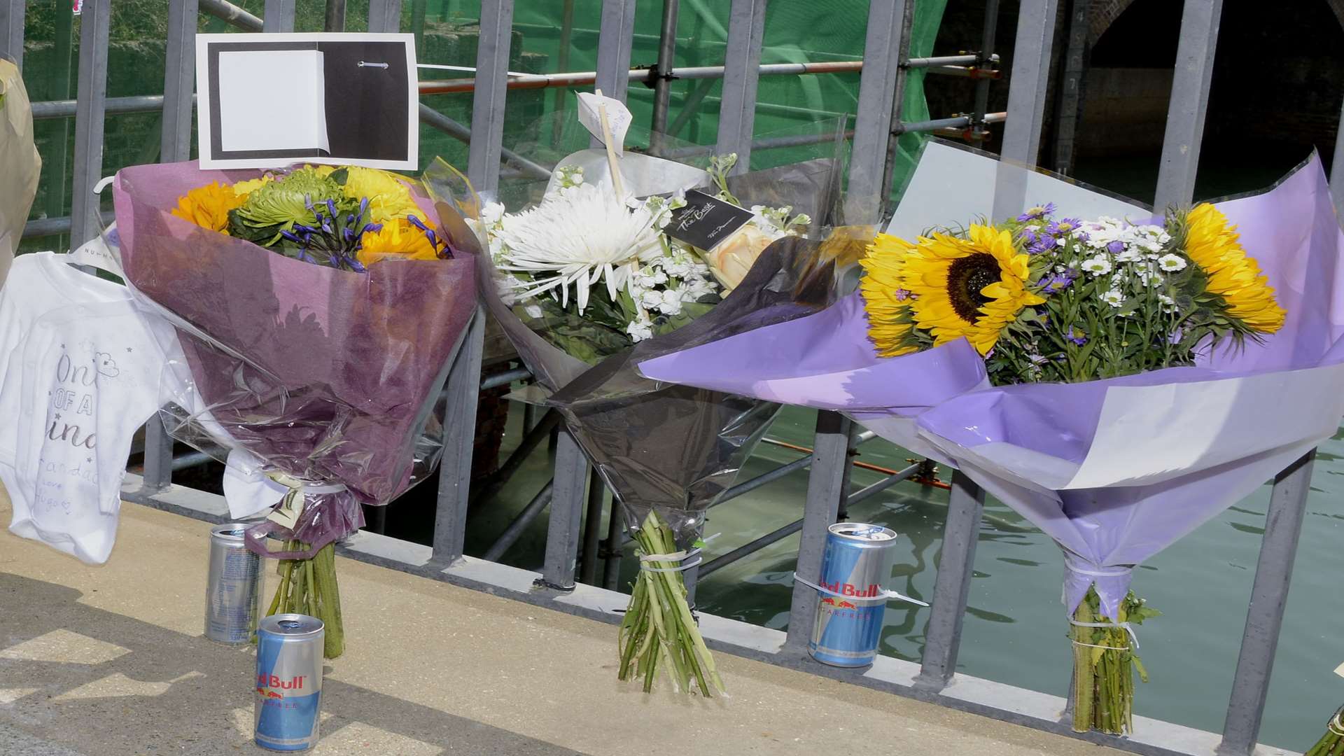 Tributes left at the scene. Picture: Paul Amos