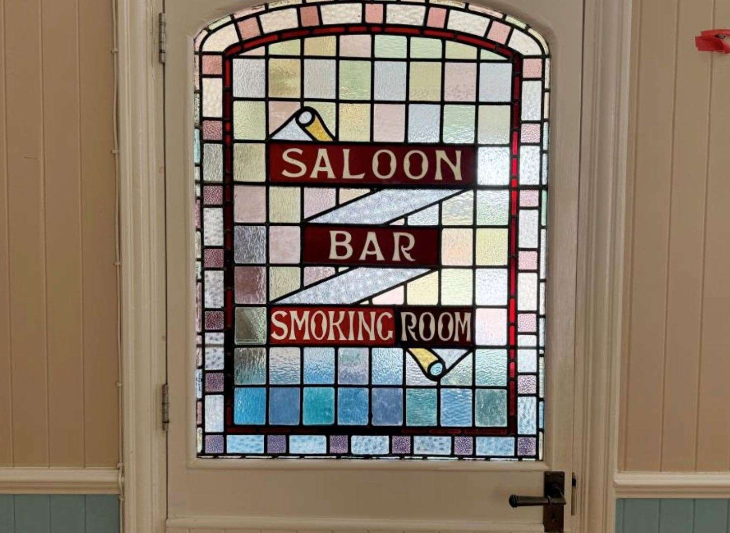 One of the stained-glass panels in the building. Picture: Clive Emson